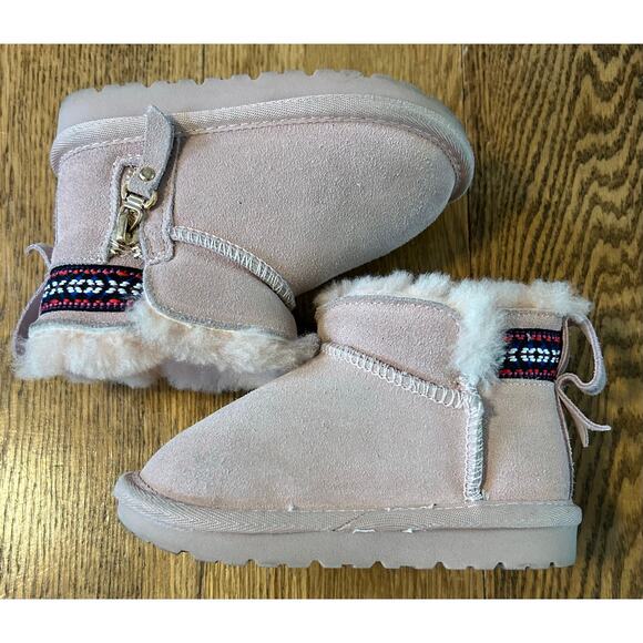 Hobi Bear Pink Chuka Boots Faux Fur Lined Side Zip EU Size 24 US 7.5 Toddler - Picture 3 of 6
